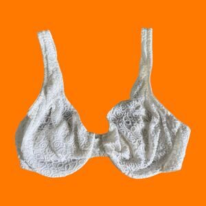 90's vintage white floral lace underwire coquette fairy bridal lingerie bra 34C